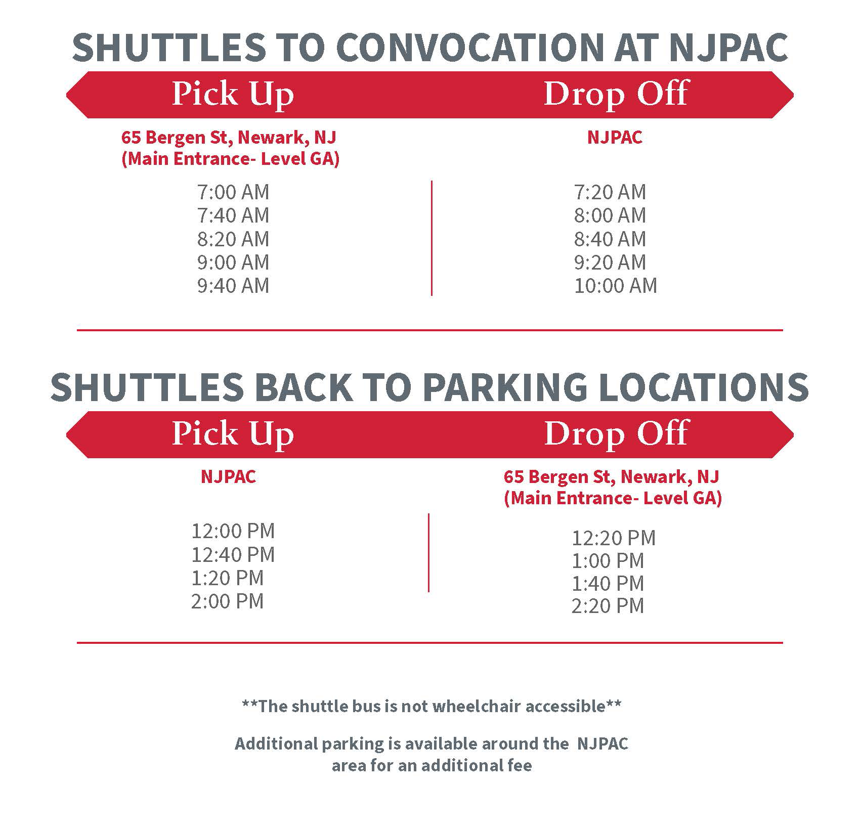 SHP 2026 Convocation Shuttle