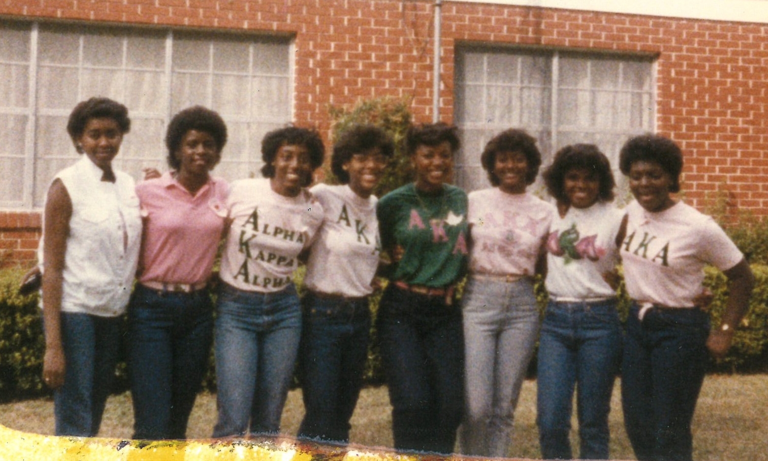 Valerie Johnson stands with sorority sisters