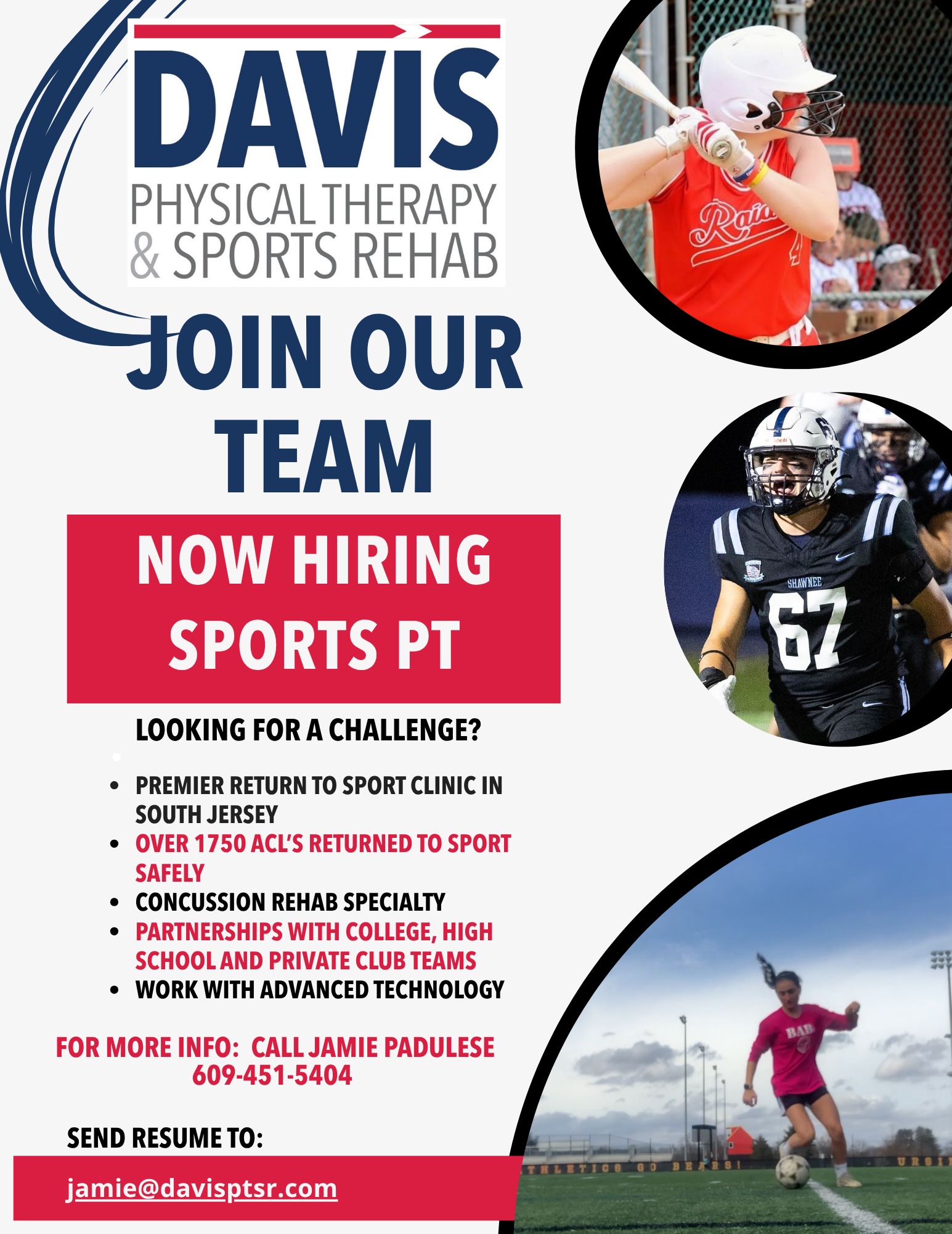 Sports PT 1 Davis Physical Therapy & Sports Rehab--Now Hiring Flyer