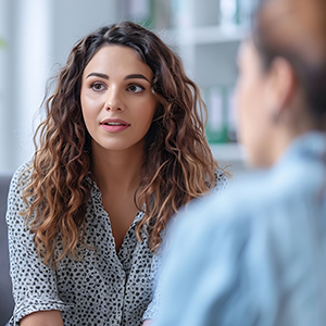 Professional psychotherapy Female psychologist having session with a student